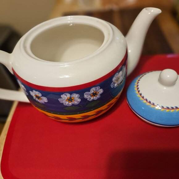 beautiful vintage 1996 vista alegre portugal blue flowers ceramic teapot - Picture 3 of 9